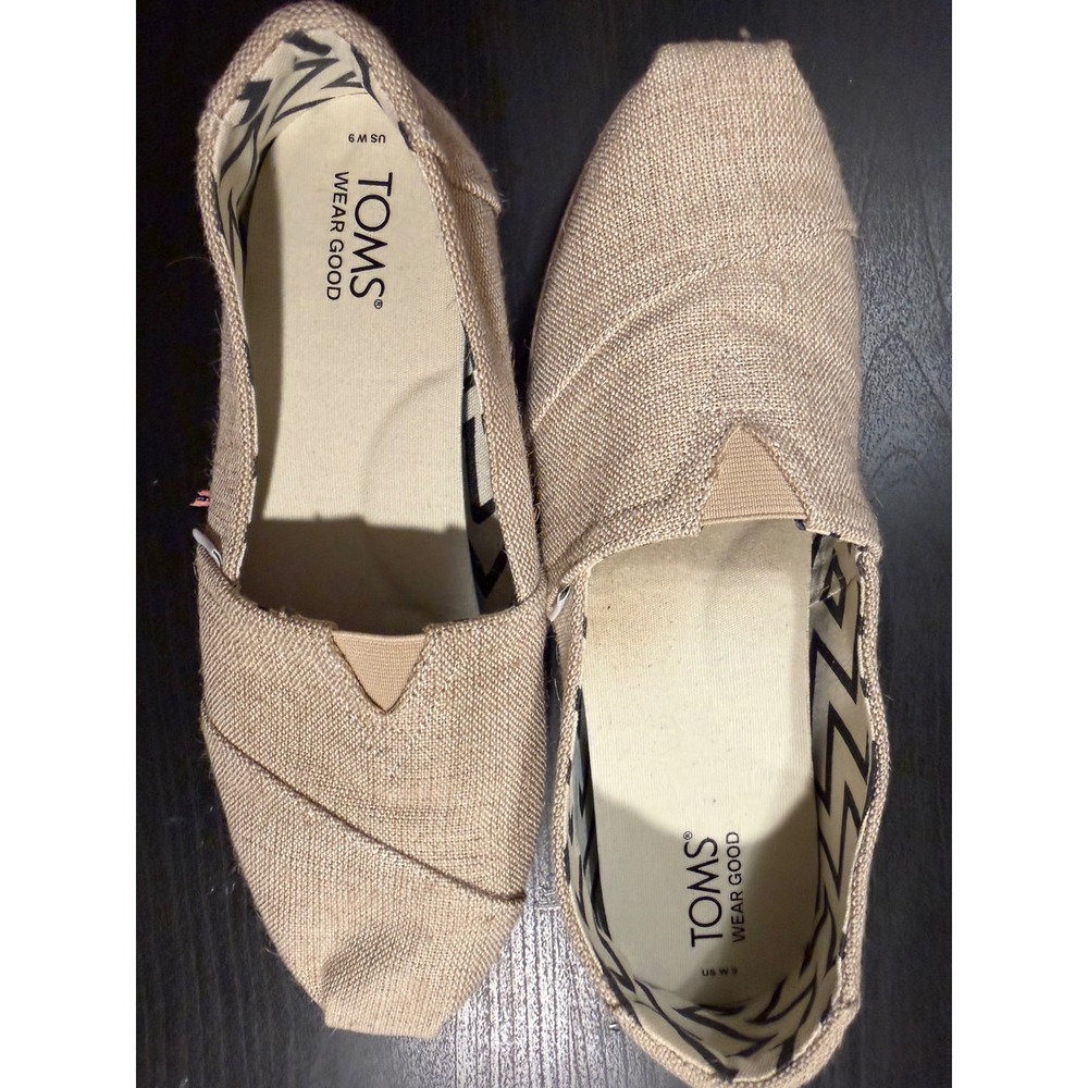TOMS Womens Alpargata Natural Burlap Slip On Shoes